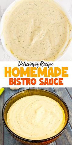 homemade bistro sauce in a bowl with text overlay