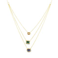 Modern style diamond and gemstone jewelry. This Necklace is made of gold and diamond Gemstone material and is capable of reflecting some light to produce a natural glow. A unique feature found only in premium jewelry. This Necklace is handmade in 18k Yellow Gold : 3. 604 grams , with Diamond : 0. 39 cts  , Blue Sapphire : 1. 54 cts ,Emerald : 1. 2 cts (ACE-7175)  This jewelry is made by hand featuring detailed workmanship. Be careful to avoid dropping or banging as physical impacts can result in damage to the pieces including stones falling off. To care for your jewelry, take caution to keep away from harsh chemicals, Perfume, and Water. You may wipe with a clean polishing cloth to maintain a beautiful shine. Keep in mind that extensive exposure to saltwater, sunlight or harsh chemicals ca Stone Choker Necklace, Premium Jewelry, Stone Choker, Stocking Fillers For Her, Diamond Jewelry Necklace, Forever Jewelry, Women Diamond, Cuff Earrings, Natural Glow