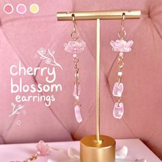 Lightweight handmade shrink plastic cherry blossom flowers with cherry blossom petals.  Total length including hook is ~2.5 inches.  Each flower is handmade and unique! Colors and shapes vary. 🤍 Always shipped in gift boxes 🌷🤍 Care Tips - Store in a dry location away from direct sunlight ✨ Cherry Blossom Party, Dream Accessories, Cherry Blossom Earrings, Red Cherry Blossom, Cherry Blossom Petals, Plastic Earrings, Classy Tattoos, Cherry Blossom Flowers, Floral Jewelry