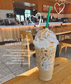 starbucks iced latte with starbuck's toffee and whipped cream