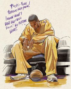 a drawing of a man sitting on top of a couch next to a basketball