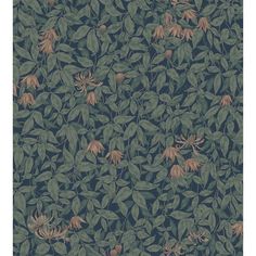 a wallpaper with green leaves and brown flowers on the outside, against a dark blue background