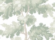 a white and green tree with leaves on it's branches, against a white background