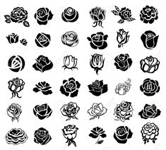 black and white roses icons on a white background stock photo 389786