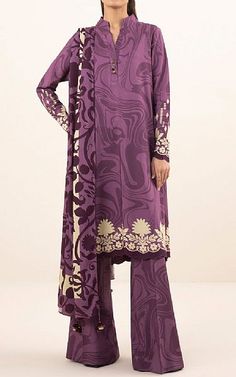 Mauve Linen Suit -  Pakistani Winter Dresses Pakistani Winter Dresses, Winter Suit, Add Sleeves, Wedding Function, Suits For Sale, Linen Suit, Printed Linen, Designer Suits, Winter Dresses