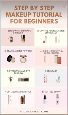 step by step makeup tutorial for beginners Quick Makeup For Beginners, Makeup For Beginners Step By Step, Step By Step Makeup Tutorial, Daytime Smokey Eye, Eye Makeup Guide, Step By Step Makeup, Makeup Routines