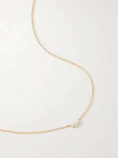 STONE AND STRAND's aptly named 'Dainty Trio' necklace refers to the three shimmering diamonds nestled at the center. It's been handmade in New York City from 14-karat gold and will make a great addition to your daily stack. Three Stone Necklace, Necklace Cheap, Gold Dainty Necklace, Trio Necklace, Stone And Strand, Dainty Gold Necklace, Gold Diamond Necklace, Fine Jewellery Necklace, Dainty Necklace