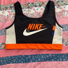 Nwot Nike Sports Bra. Never Worn, No Rips Or Pilling! Orange Athleisure Tops For Sports, Orange Go-dry Activewear For Gym, Casual Orange Sports Bra For Gym, Sporty Orange Top For Sports Events, Fitted Orange Sports Bra For Gym, Sporty Orange Tops For Sports Events, Casual Orange Moisture-wicking Activewear, Orange Casual Moisture-wicking Activewear, Orange Moisture-wicking Casual Activewear