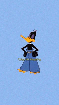 an animated duck wearing a blue dress and black shoes, flying through the air with her arms outstretched