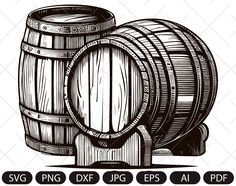 a wooden barrel with two barrels on it