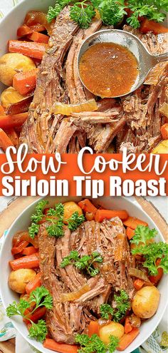 slow cooker sirloin tip roast with carrots and parsley