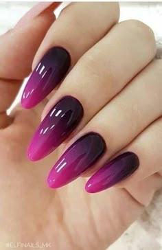 Nail Art Fucsia, Ombre Purple Nails, Ongles Gel Violet, Acrylic Nails Stiletto, Fancy Nails Designs, Pretty Nail Art Designs