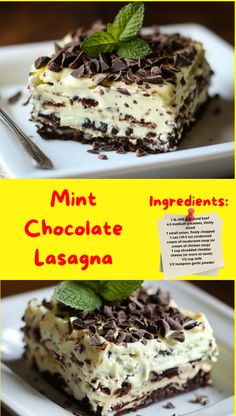 Ingredients

36 Oreo cookies (about 3 cups crushed)
6 tablespoons unsalted butter, melted
8 ounces cream cheese, softened
1/2 cup powdered sugar
1 teaspoon mint extract (adjust to taste)
1–2 drops green food coloring (optional)
16 ounces whipped topping (like Cool Whip), divided
2 (3.9 oz) boxes instant chocolate pudding mix
3 1/2 cups cold milk
1/2 cup mini chocolate chips or chopped Andes mints (optional topping)