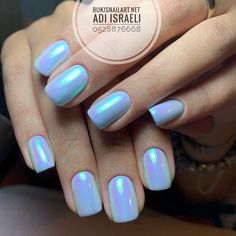 Dip Powder Nails Ombre Chrome, Light Blue Dip Nails With Design, Nail Designs Blue Ombre, Blue Sparkle Gel Nails, Dip Nail Ideas Chrome, Chrome Dip Powder Nails Blue, Blue Chrome Dip Nails, Blue Nails With Chrome Powder, Blue With Chrome Nails