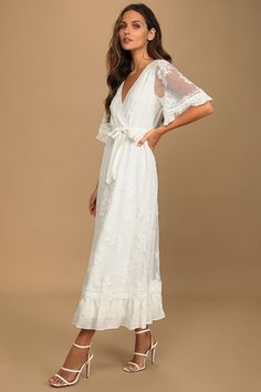 Wedding Reception Dresses for the Bride - White Reception Dresses - Lulus Wedding Dress Over 40, Wedding Dresses For Older Women, White Reception Dress, Backyard Wedding Dresses, Courthouse Wedding Dress, Rehearsal Dinner Outfits, Midi Wedding Dress, Second Wedding Dresses, White Lace Midi Dress