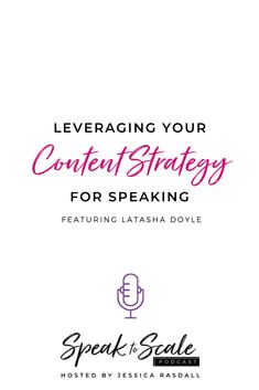 the words levering your content strategy for speaking are shown in pink and red letters