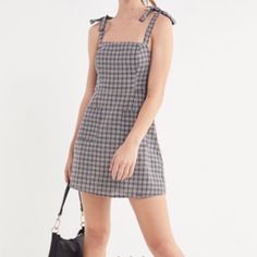 Never Worn Plaid Mini Dress From Urban Outfitters! It Has Cute Pockets On Both Sides And Is Perfect For Summer! Womens Tunic Dress, Plaid Mini Dress, Faux Suede Dress, Snake Print Dress, Black Knit Dress, Boho Mini Dress, Suede Dress, Urban Dresses, Urban Outfitters Dress