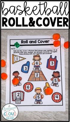 a basketball roll and cover activity for kids