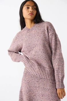 Neps Tweed Knit Ninni Sweater in Violet | Rachel Comey • Oroboro Store • Luxury Boutique • New York, NY Denim Short Jumpsuit, Icon Clothing, Icon Shoes, Color Violet, Fall Denim, Iconic Dresses, Rachel Comey, Sweater Making, Denim Jumpsuit