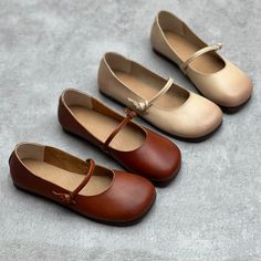 Zapatos Mary Jane, Leather Flat Shoes, Comfortable Flats, Bag Dress, High Quality Leather, Put On, Peas, Apricot, Sweater Hoodie