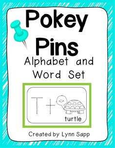 an alphabet and word set with the words pokey pin's written on it