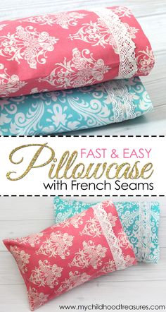 three different types of pillows with the words fast and easy pillowcase