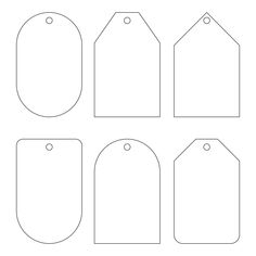 four blank tags are shown in the shape of an oval, rectangular and rectangle