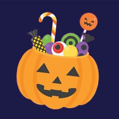 a pumpkin with candy and candies in it