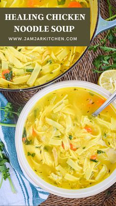 Bowl of turmeric chicken noodle soup Soup For Tonsilitis, Dinners For Colds, Homemade Chicken Noodle Soup For Sickness, Homemade Chicken Noodle Soup For Colds, Soup To Help With Cold, Crock Pot Soup For Sickness, Covi�̇d Soup, Spicy Chicken Soup For Colds, Healthy Soup Recipes For Sickness