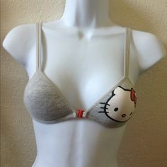 Hello Kitty Bras, Hello Kitty Pjs, 30a Bra, Hello Kitty Stuff, Hello Kitty Outfit, Hello Kitty Top, Grey Bra, Cute Bra, Hello Kitty Dress