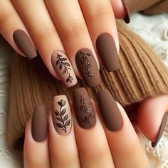 #nails #summernails #classyaesthetic #Visit profile for more ideas!!! Terra Cotta Nails Design, Matt Brown Nails, Brown Nails With Design, Nail Art Designs Brown, 2024 Fall Nail Trends, Brown Fall Nails, Brown Nail Art, Kutek Disney