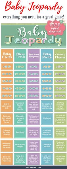 a baby shower game with the words, baby prepared everything you need for a great game