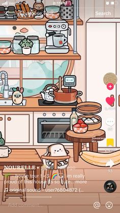 the kitchen is filled with lots of food