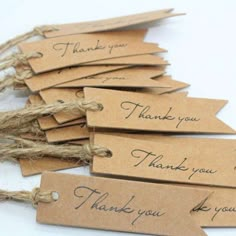 small thank you tags with twine on them