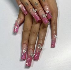 Pink Nails Birthday Set, Drip Nails, Colored Acrylic Nails, Dope Nail Designs, Really Cute Nails, Nail Sets, Kali Uchis, Unique Acrylic Nails, Bling Acrylic Nails