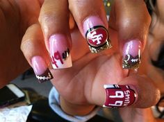 49Er Acrylic Nails. There are any references about 49Er Acrylic Nails in here. you can look below. I hope this article about 49Er Acrylic Nails can be useful for you. Please remember that this article is for reference purposes only. #49er #acrylic #nails 49ers Nails Designs, 49ers Nails, Nfl Nails, Football Nail Designs, Nail Stickers Designs, Sports Nails, Red And Gold Nails, Nail Designs Pictures, Finger Nail Art