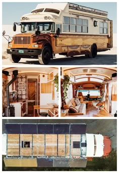 an old bus converted into a mobile home