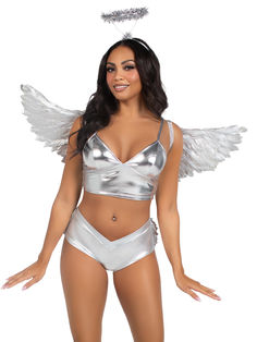 angelic, sparkly angel, wings with halo, silver wings, heavenly wings, fairy wings, halloween angel costume ideas, college party costume ideas, dress up wings Angel Wings Halo, Halloween Contact Lenses, Feather Angel Wings, Scary Mask, Halo Headband, Halloween Contacts, Angel Costume, Venetian Masks, Last Minute Halloween Costumes