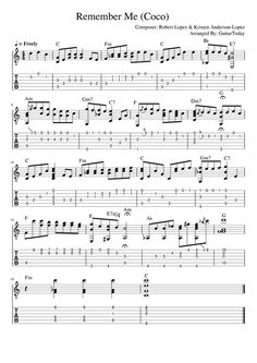 Remember Me - Coco Remember Me Tabs Guitar, Guitar Sheet Music Fingerstyle, Pluto Projector Tabs Guitar, Remember Me Coco Guitar Tab, Remember Me Ukulele Chords, Remember Me Guitar Chords, Remember Me Guitar Tab, Guitar Fingerstyle Tab, Guitar Songs Tabs Sheet Music