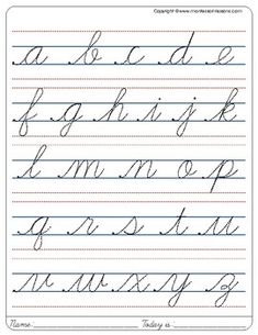 an upper and lowercase handwriting worksheet with cursive writing on it