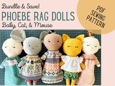 the sewing pattern is available for these little doll dolls, and they are ready to be sewn together