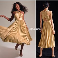 Reposhing This Item I Purchased From @Lecurios. Loved It, But Ready To Rotate For Something New. Questions? Leave A Comment Below! Gold Pleated Cocktail Dress, Halter Midi Dress, Anthropologie Dress, Anthropologie Dresses, Something New, Gold Color, Anthropologie, Midi Dress, Womens Dresses