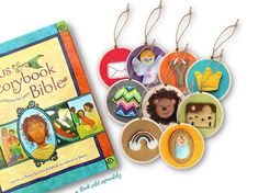 the jesus book of storybooks and bibles are on display