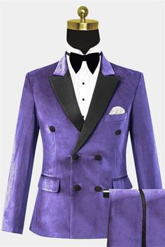 Purple Double Breasted Mens Suit | Two Piece Velvet Tuxedo Online | Bradymensuit Velvet Prom Suit, Purple Prom Suit, Pink Prom Suit, Mens Suit Colors, Mens Tailored Suits, Prom Men, Prom Suits For Men, Velvet Tuxedo, Double Breasted Tuxedo