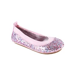 Yosi Samra Toddler Size Pink Parfait Party glitter ballet flat with rubber sole, elastic band and soft lining. Runs Small size 2 up. Ballet Flats Pink