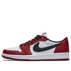 The Nike Air Jordan 1 Retro Low OG 'Chicago' is a limited edition sneaker that applies the iconic OG 'Chicago' colorway to a low-top silhouette. The design combines a white, black, and Varsity Red leather upper with a white midsole and Varsity Red outsole. Nike Air branding is featured on the tongue and the Wings logo is at the heel. This sneaker is perfect for fans of the OG 'Chicago' colorway who want a low-top option. Chicago Basketball, Air Jordan 1 Shoes, Retro Basketball Shoes, Limited Edition Sneakers, Marina Blue, Wings Logo, Nike Air Jordan 1, University Blue, Air Jordan 1 Retro