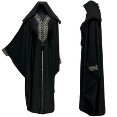 Black Butterfly Abaya Farasha Jalabiya Arab Dress With Stone Works , comes in original plastic wrap with Hijab included. Beautiful material with a premium feel. Exclusive new design Abaya.      Latest new design!  Comes with scarf  stone works  It comes with 2 belt inside that allow you to adjust the size   Colour: black  material : nida  Suitable for easy iron.   Do not tumble dry.  Dry clean  The scarf is free and it may be little different in colour and design   Abayas are known by many name such as modest Islamic clothing, jilbab, jalabiya Arab rob, long dress, Muslim clothing, Kimonos, Hijab. However, they serve the same purpose: to cover. Other models are usually kaftans, cut from light, flowing fabrics like crepe, georgette, nida, and chiffon. Other known styles are open ,closed fro Traditional Black Dabka Khimar, Black Long Thobe With Dabka, Black Long Thobe For Eid, Black Long Abaya With Dabka Detailing, Habits Musulmans, Butterfly Abaya, Design Abaya, Arab Dress, Black Cape