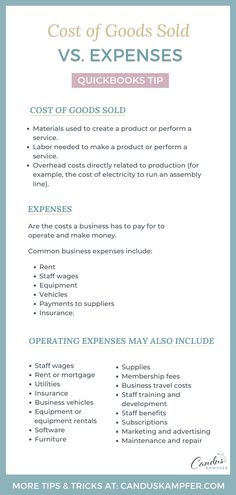 Cost of Goods Sold vs. Expense Cost Accounting Notes, Ifrs Accounting Finance, Accounting And Bookkeeping, Accounting Basics For Beginners, Small Business Bookkeeping Templates