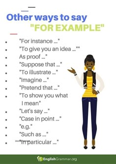 Ways To Say For Example, Other Ways To Say, Essay Writing Skills, Conversational English, English Vocab, English Language Teaching, Good Vocabulary, English Writing Skills