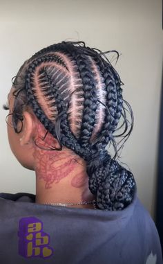 Braid Hairstyles Ideas, Bun With Curls, Girl Goals, Back Braid, Feed In Braids Hairstyles, Braided Cornrow Hairstyles, Braided Hairstyles For Teens